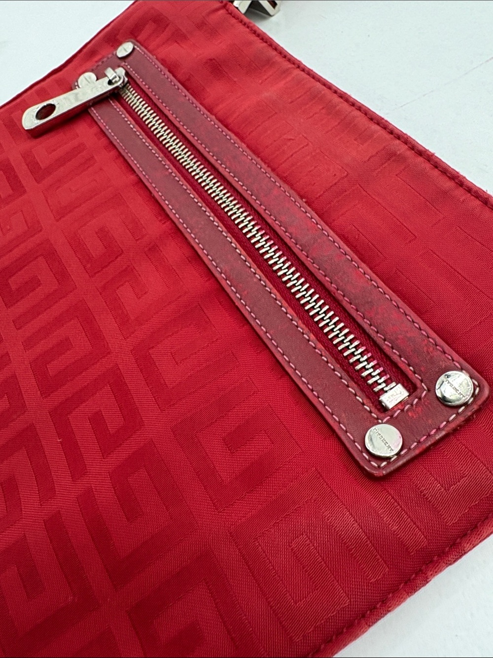 Givenchy Red Jacquard Slim Crossbody with Logo Webbed Strap - Picture 3 of 12
